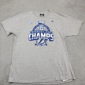Tampa Bay Lightning Shirt Mens XL Gray 2021 Stanley Cup Champs NHL Hockey Logo